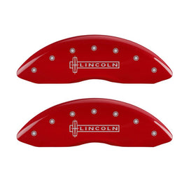 MGP 4 Caliper Covers Engraved Front & Rear Lincoln Red finish silver ch
