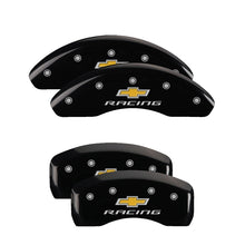 Load image into Gallery viewer, MGP 2 Caliper Covers Engraved Front Bowtie Yellow Finish Black Char 1999 Chevrolet Tahoe