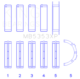 King Engine Bearings Ford 281 4.6L SOHC 16V (Size .026) Crankshaft Main Bearings (Set of 5)
