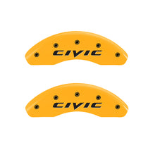 Load image into Gallery viewer, MGP 4 Caliper Covers Engraved Front &amp; Rear MGP Yellow Finish Black Char 2017 Honda Civic