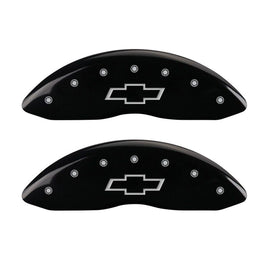 MGP 4 Caliper Covers Engraved Front & Rear Bowtie Black Finish Silver Char 2016 Chevrolet SS