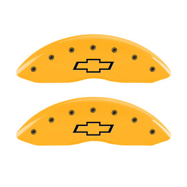 MGP 4 Caliper Covers Engraved Front & Rear Bowtie Yellow Finish Black Char 2008 Chevrolet Impala