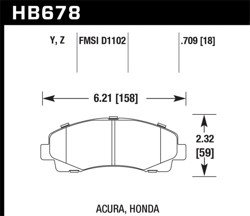 Hawk 2006-11 Honda Ridgeline 2009-13 Acura TL Street LTS Front Brake Pads