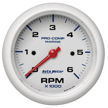 Load image into Gallery viewer, Autometer Marine White Ultra-Lite Gauge 3-3/8in Tachometer 6K RPM