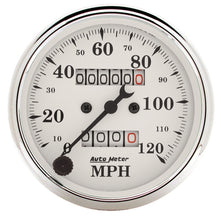 Load image into Gallery viewer, Auto Meter 3-1/8in 120MPH Mechanical Speedometer Old Tyme White Gauge