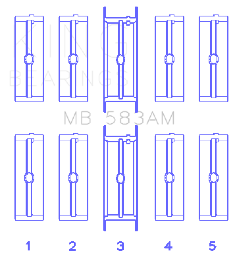 King Engine Bearings Ford 239/256/272/292 (Size .030) Crankshaft Main Bearing Set