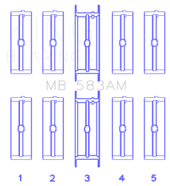 King Engine Bearings Ford 239/256/272/292 (Size .010) Crankshaft Main Bearing Set