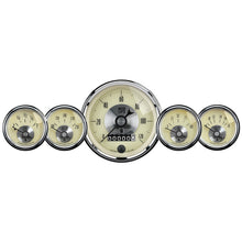 Load image into Gallery viewer, AutoMeter Gauge Kit 5 Pc 3-3/8in. &amp; 2-1/16in. Elec Speedo W/Wheel Odo Prestige Antique. Ivory