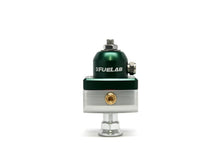 Load image into Gallery viewer, Fuelab 575 Carb Adjustable Mini FPR Blocking 10-25 PSI (1) -6AN In (2) -6AN Out - Green