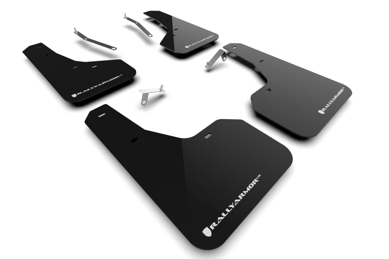 Rally Armor 22-24 Subaru Forester &amp; Wilderness Black UR Mud Flap w/White Logo