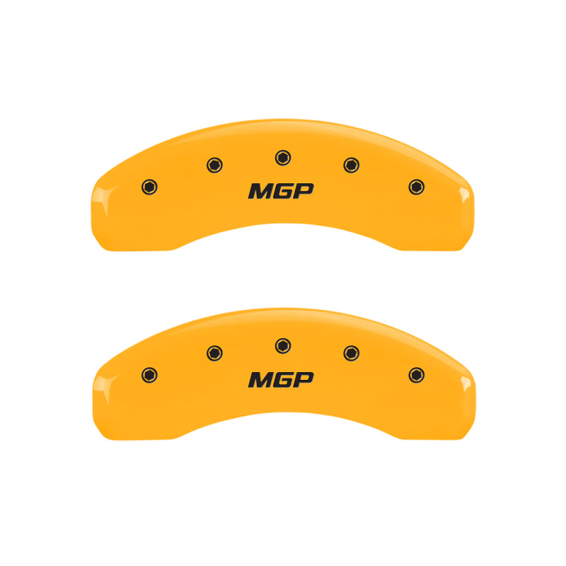 MGP 4 Caliper Covers Engraved Front & Rear MGP Yellow Finish Black Char 2008 Ford Explorer