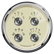 Load image into Gallery viewer, AutoMeter Gauge Quad 5in. 0 Ohm(e) to 90 Ohm(f) Elec Prestige Antique. Ivory