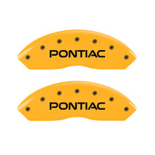 Load image into Gallery viewer, MGP 4 Caliper Covers Engraved Front Pontiac Rear Arrow Yellow Finish Blk Char 2009 Pontiac Solstice