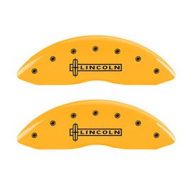 MGP 4 Caliper Covers Engraved Front Lincoln Engraved Rear MKS Yellow finish black ch