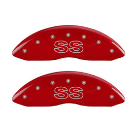MGP 4 Caliper Covers Engraved Front & Rear Classic/SS Red finish silver ch