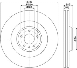 Hella Pagid Front High Carbon Brake Rotor - 05-09 Audi A8