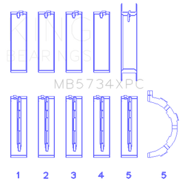 King Engine Bearings Ford 302cid Coyote Coated (Size .026) Crankshaft Main Bearings (Set of 5)