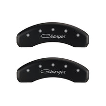 Load image into Gallery viewer, MGP 4 Caliper Covers Engraved Front &amp; Rear Cursive/Charger Red finish silver ch