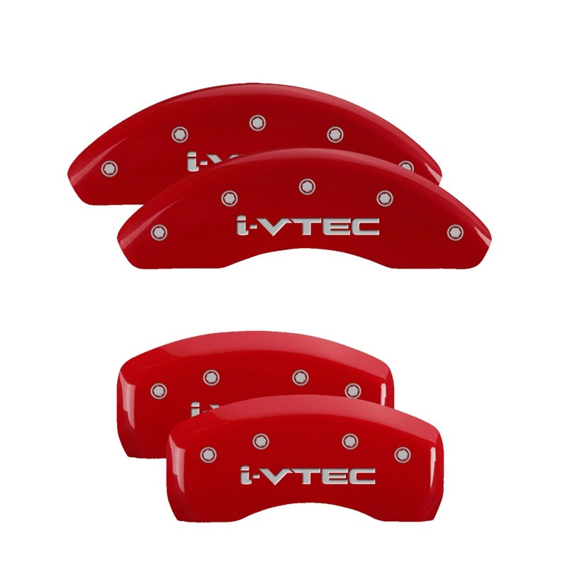 MGP 4 Caliper Covers Engraved Front & Rear 06-09 Pontiac Solstice Red Finish Silver Pontiac Logo