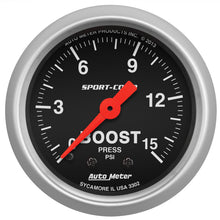 Load image into Gallery viewer, Autometer 2-1/16in 0-15 PSI Mechanical Sport-Comp Boost Pressure Gauge