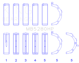 King Engine Bearings Ford Prod. V8 4.6L/5.4L Performance Main Bearing Set - Size +0.026mm