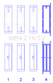 King Engine Bearings Ford 276DT/D17TED4/AJD 2.7L V6 (Size +0.10) Main Bearing Set