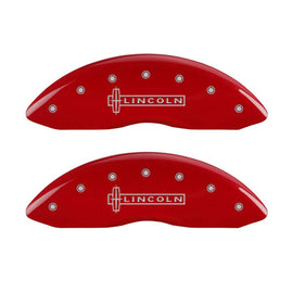MGP 4 Caliper Covers Engraved Front Lincoln Rear Star Logo Red Finish Silver Char 2019 Lincoln MKZ