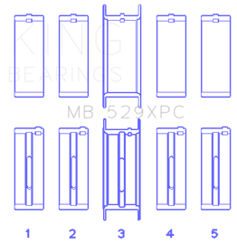King Ford 260CI/289CI/302 5.0L Windsor Coated Crankshaft Main Bearing Set of 5 (Size .001)