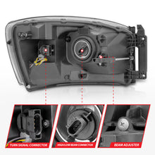 Load image into Gallery viewer, ANZO 06-09 Dodge RAM 1500/2500/3500 Headlights Chrome Housing/Clear Lens (w/ Light Bars)