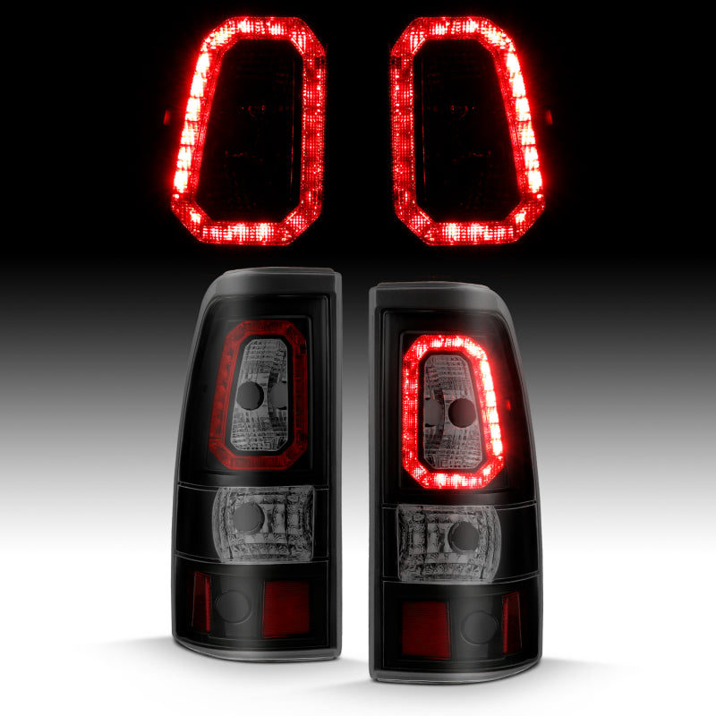 ANZO 2003-2006 Chevy Silverado 1500 LED Taillights Plank Style Black w/Smoke Lens