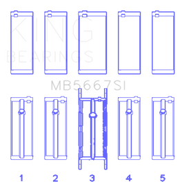 King Engine Bearings Mini W10B16A/W11B16A (Size 0.5) Silicon Bi-Metal Aluminum Main Bearing Set