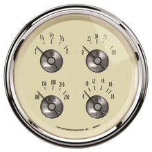 Load image into Gallery viewer, AutoMeter Gauge Quad 5in. 0 Ohm(e) to 90 Ohm(f) Elec Prestige Antique. Ivory