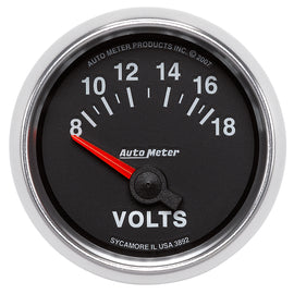 Autometer GS 52mm 8-18 Volts Short Sweep Electronic Voltmeter Gauge
