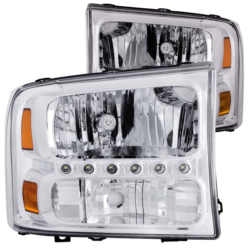 ANZO 2000-2004 Ford Excursion Crystal Headlights Chrome w/ LED 1pc AJ-USA, Inc