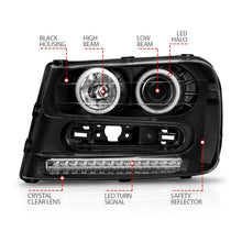 Load image into Gallery viewer, ANZO 2002-2009 Chevrolet Trailblazer Projector Headlights w/ Halo Black AJ-USA, Inc