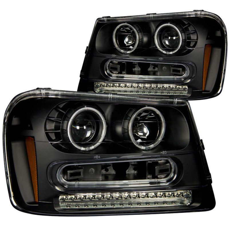 ANZO 2002-2009 Chevrolet Trailblazer Projector Headlights w/ Halo Black AJ-USA, Inc