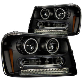 ANZO 2002-2009 Chevrolet Trailblazer Projector Headlights w/ Halo Black AJ-USA, Inc