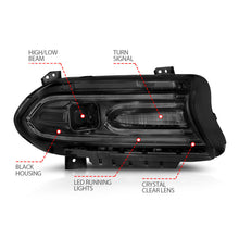 Load image into Gallery viewer, ANZO 2015-2018 Dodge Charger Projector Headlights Plank Style Black AJ-USA, Inc
