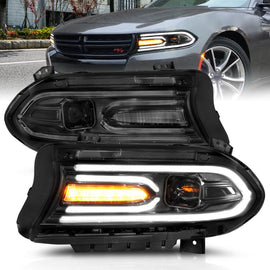 ANZO 2015-2018 Dodge Charger Projector Headlights Plank Style Black AJ-USA, Inc