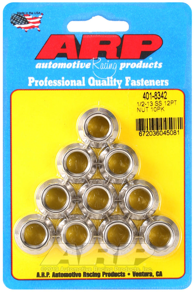 ARP 1/2-13 SS 12pt Nut Kit (Pack of 10) AJ-USA, Inc