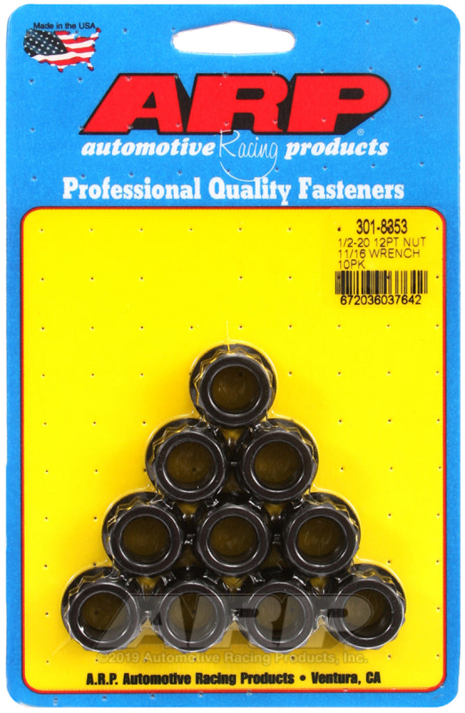 ARP 1/2-20 11/16 Socket 12pt Nut Kit (Set of 10) AJ-USA, Inc