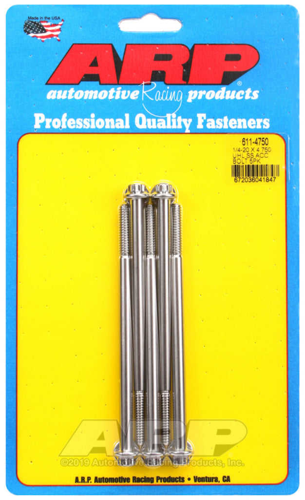 ARP 1/4-20 x 4.750 12pt Stainless Steel Bolts (Set of 5) AJ-USA, Inc