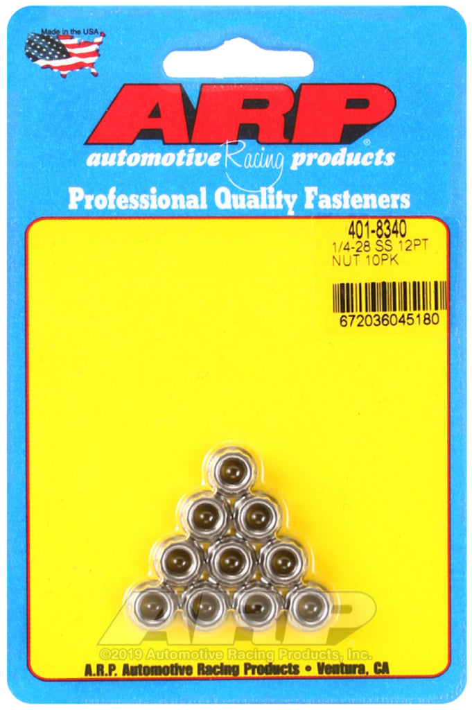 ARP 1/4-20in SS 12pt Nut Kit (10/pkg) AJ-USA, Inc