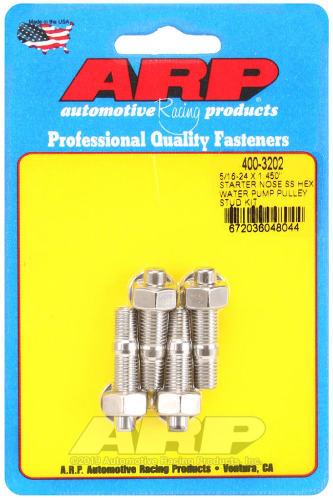 ARP 5/16-24 X 1.450 Starter Nose SS Hex Water Pump Pulley Stud Kit AJ-USA, Inc
