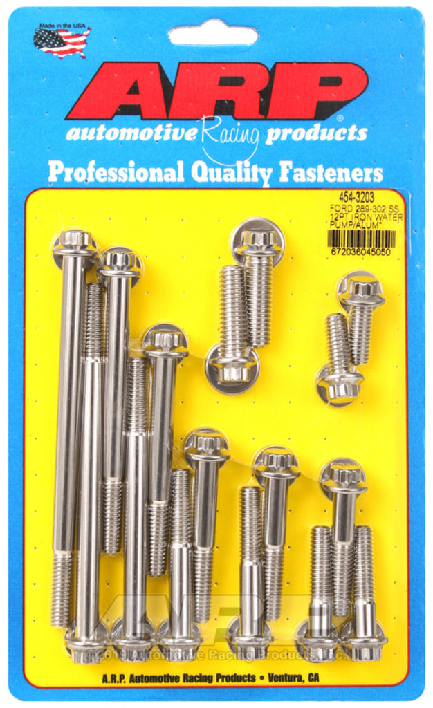 ARP Ford 289-302 SS 12pt Iron Water Pump and Front Cover Bolt Kit AJ-USA, Inc