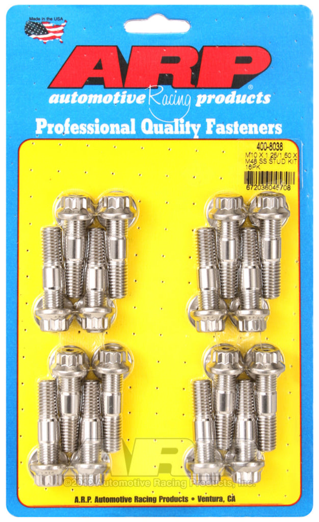 ARP M10 x 1.25/1.50 x 48 Stainless Steel 12pt Broached Stud Kit (16/pkg) AJ-USA, Inc