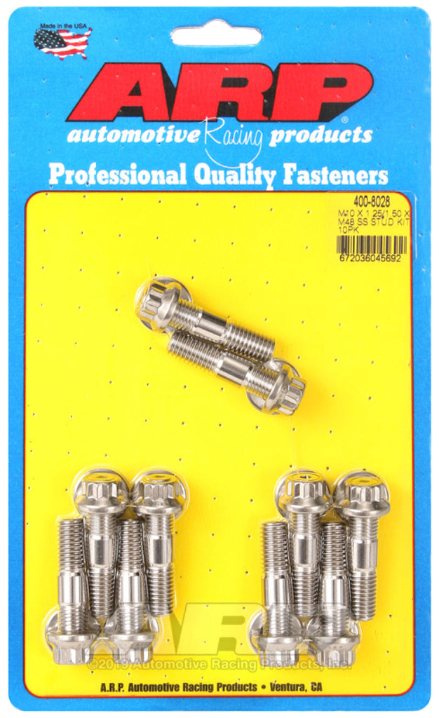ARP M10 x 1.25/1.50 x 48mm Broached 10 Piece Stud Kit AJ-USA, Inc