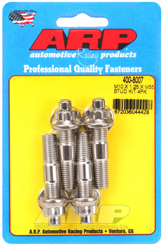 ARP M10 x 1.25 x 55mm Broached 4 Piece Stud Kit AJ-USA, Inc