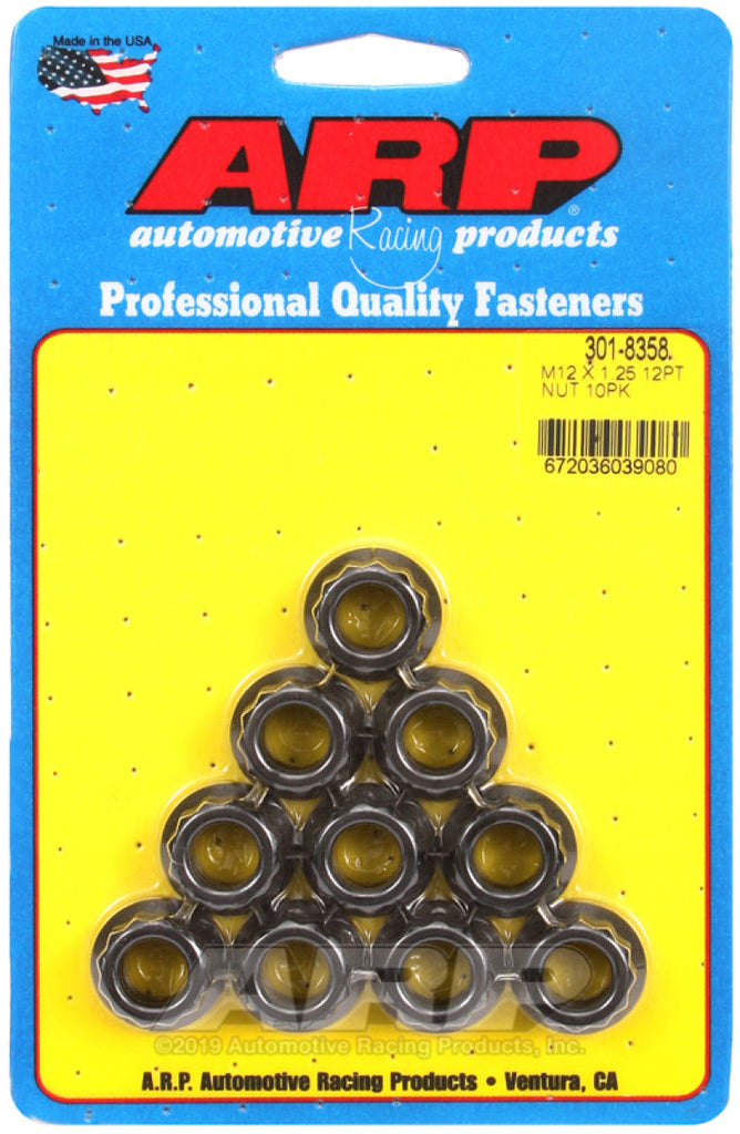 ARP M12 x 1.25 12-Point Nut Kit (Pack of 10) AJ-USA, Inc
