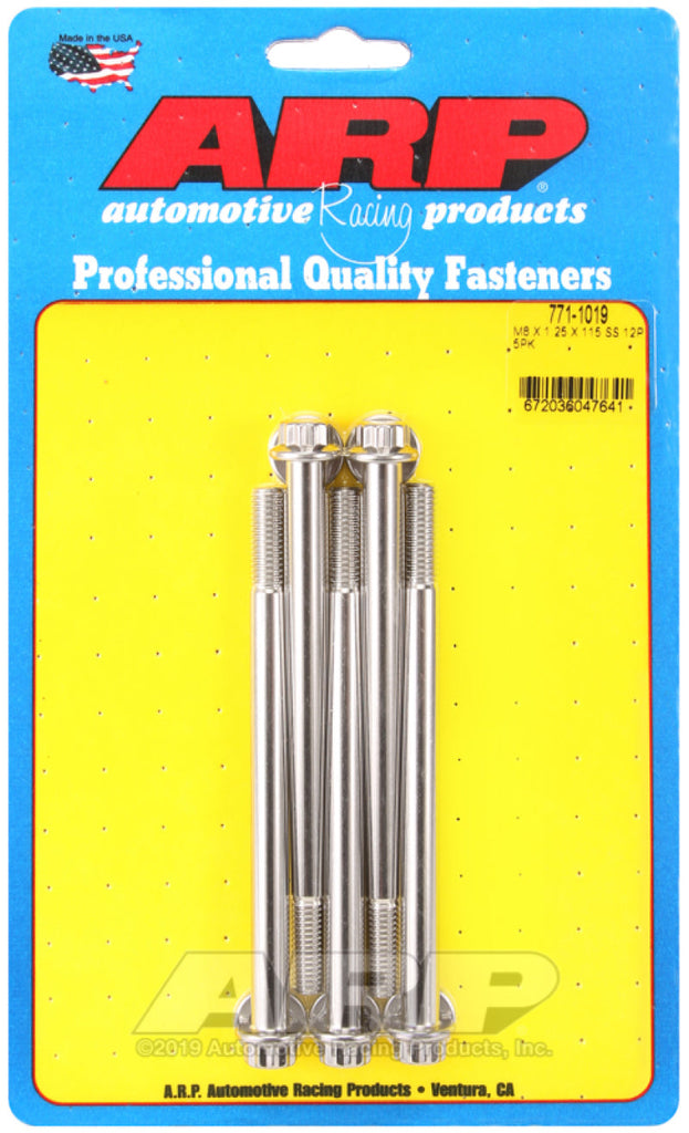 ARP M8 x 1.25 x 115 12pt Stainless Steel Bolts (5/pkg) AJ-USA, Inc